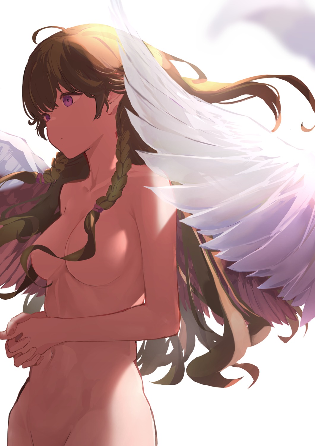 naked nanashita_shiki pointy_ears wings