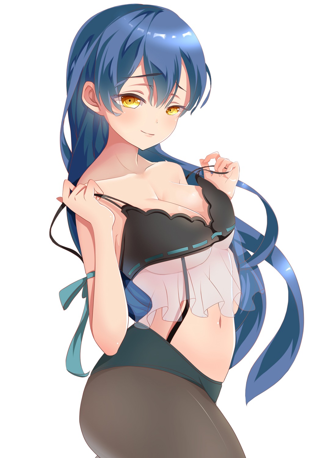 bra cleavage love_live! pantyhose see_through sonoda_umi underboob undressing xinshijie_de_akalin