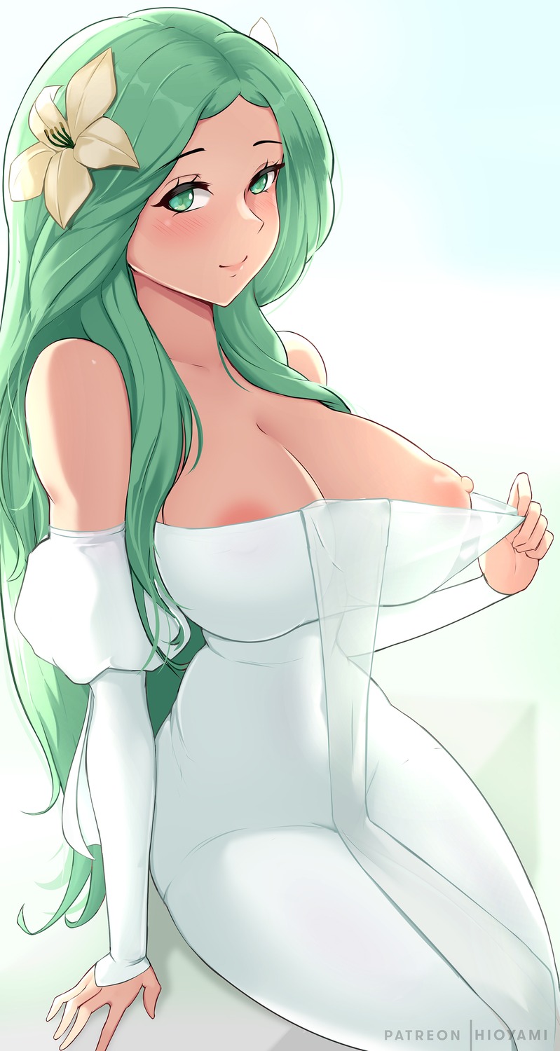 areola dress fire_emblem fire_emblem_three_houses hioyami nipples no_bra rhea_(fire_emblem) see_through undressing