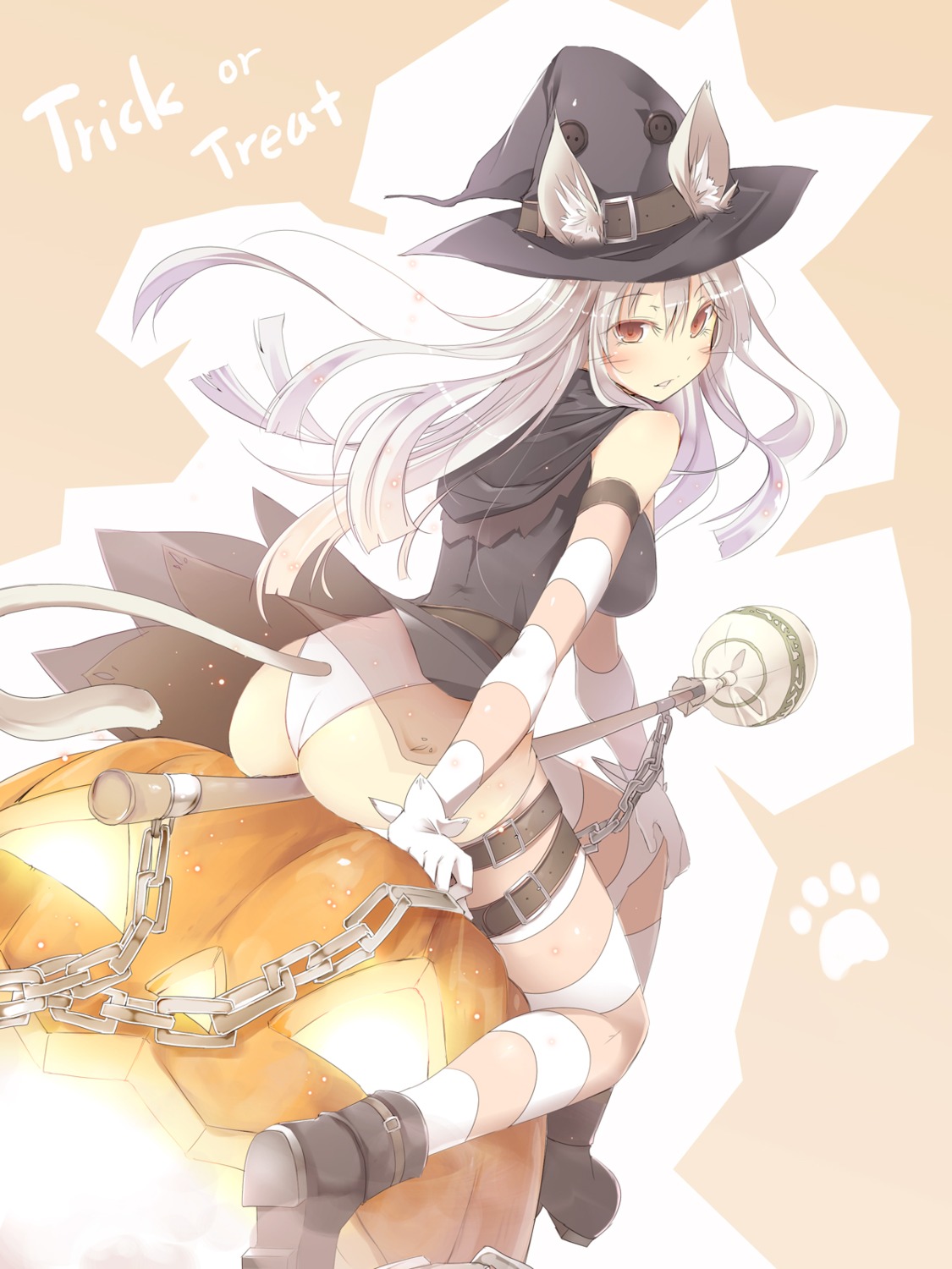 animal_ears ass dress garter halloween pantsu satomi see_through tail thighhighs witch