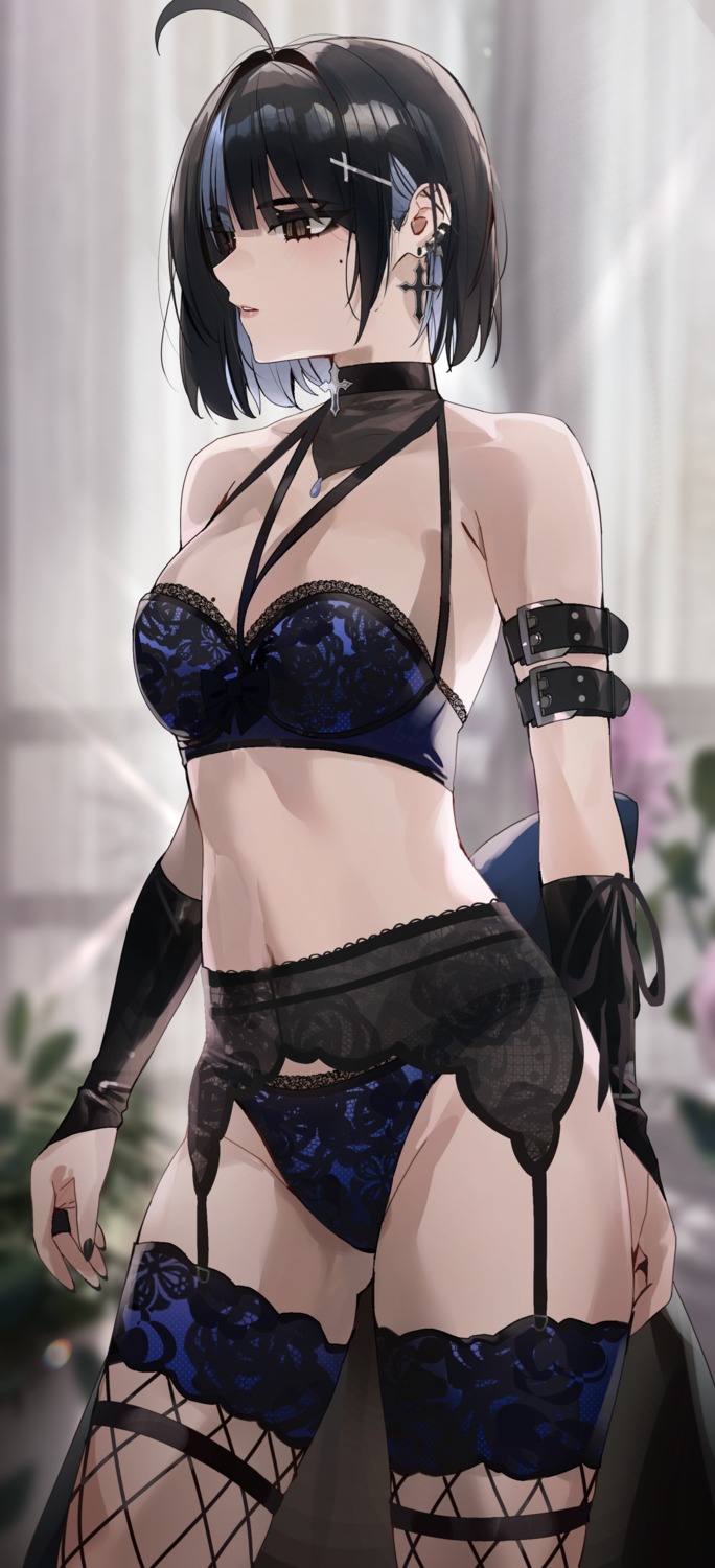 bra fishnets garter garter_belt irene_(kanniiepan) kanniiepan lingerie pantsu see_through stockings thighhighs