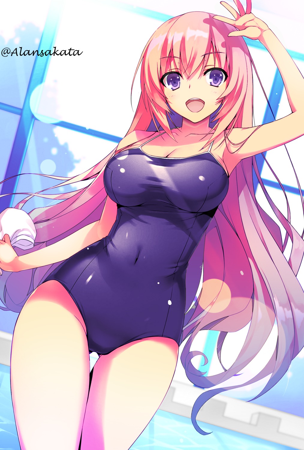 cameltoe cleavage ichinose_honami school_swimsuit swimsuits tomose_shunsaku youkoso_jitsuryoku_shijou_shugi_no_kyoushitsu_e