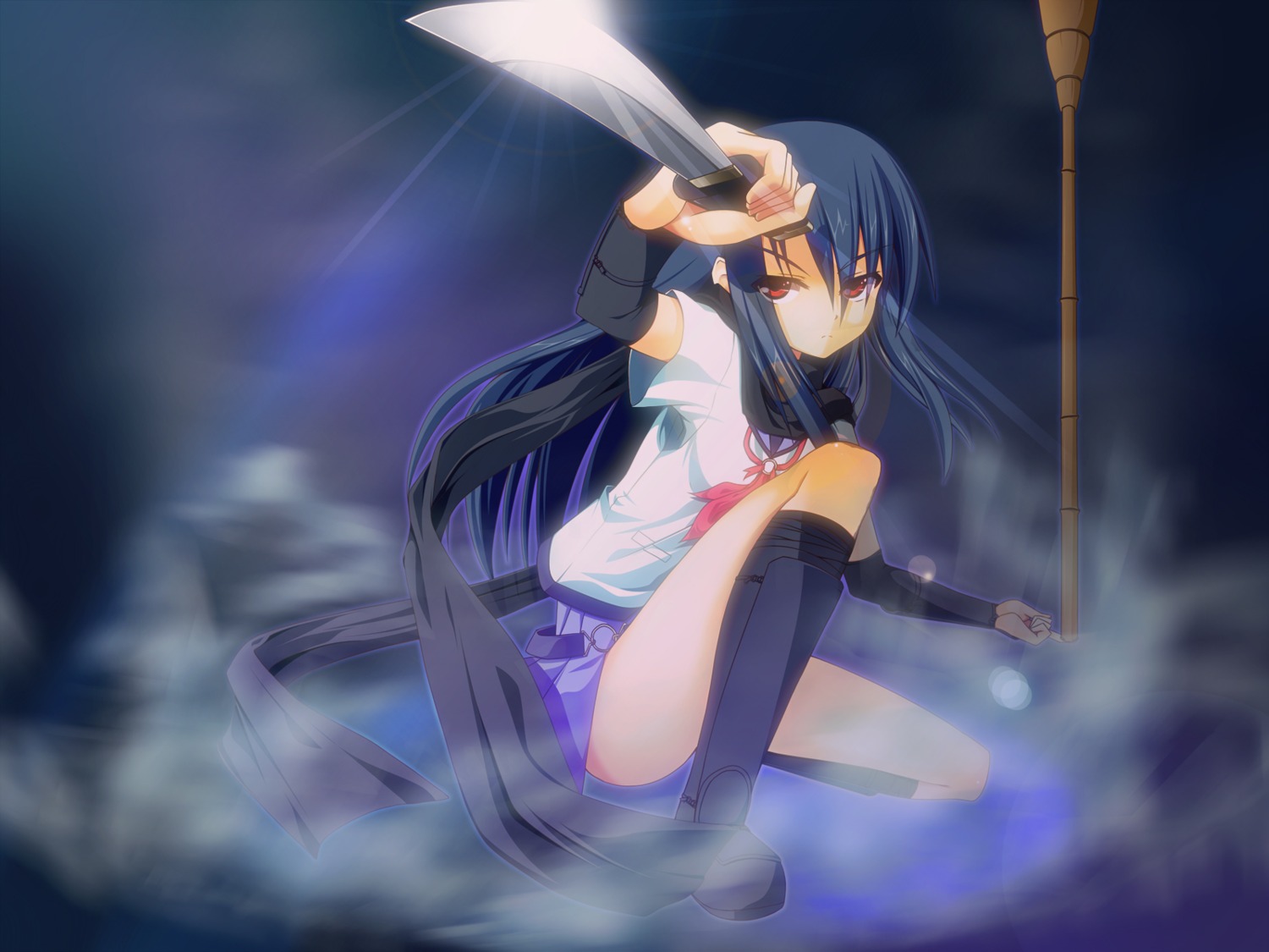 angel_beats! ge-ha ninja seifuku shiina sword wallpaper