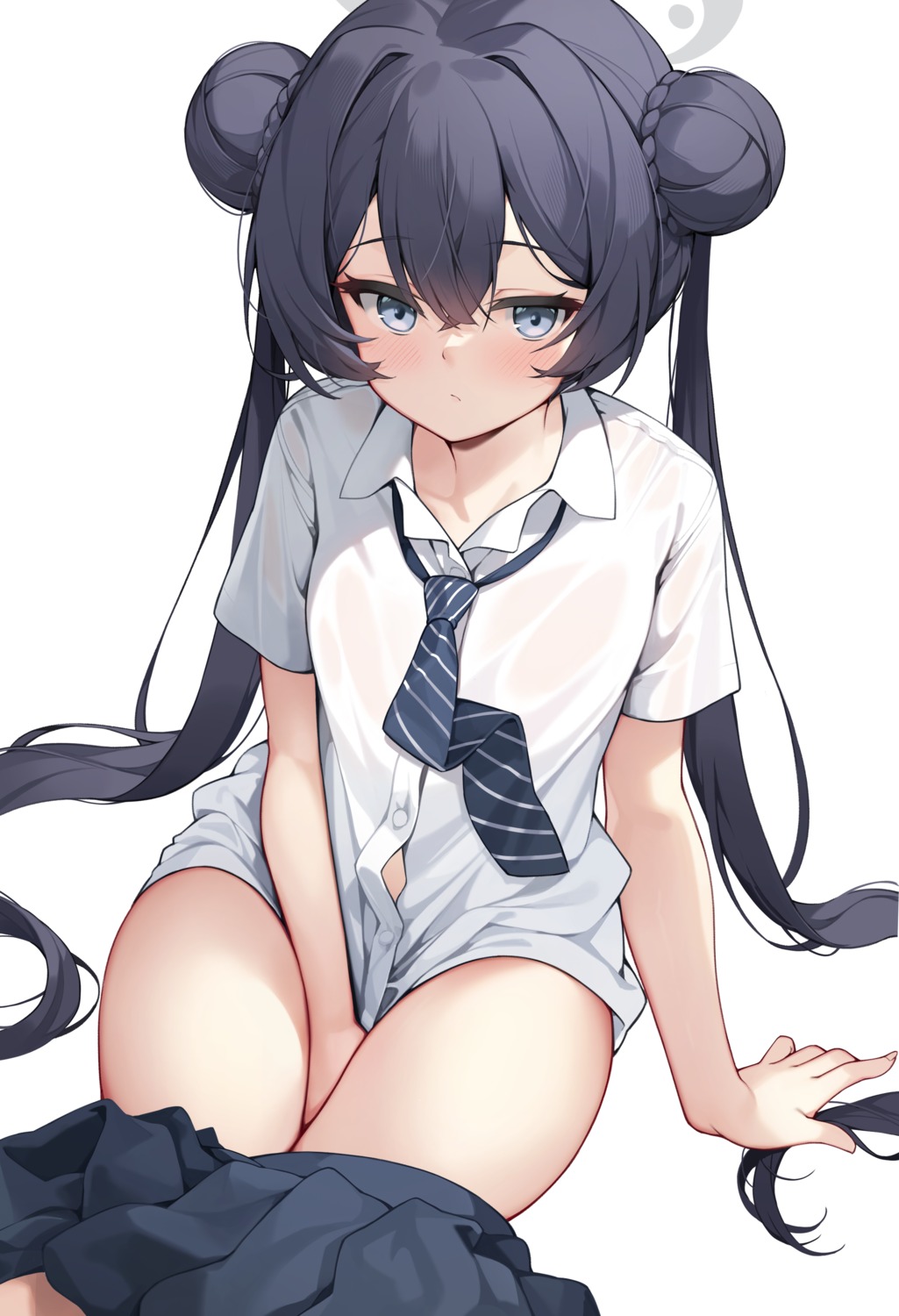 blue_archive halo loli no_bra pinki_o64 ryuuge_kisaki see_through seifuku