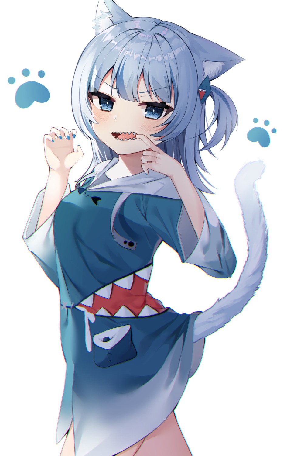 animal_ears gawr_gura hololive hololive_english nannung nekomimi skirt_lift tail