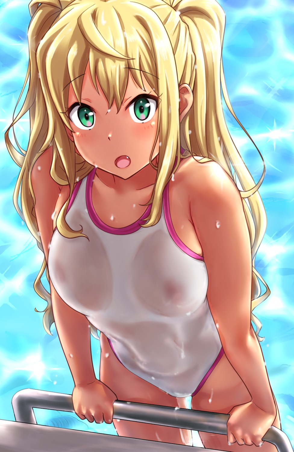 areola dumbbell_nan-kilo_moteru? kobamiso_(kobalt) sakura_hibiki see_through swimsuits wet wet_clothes