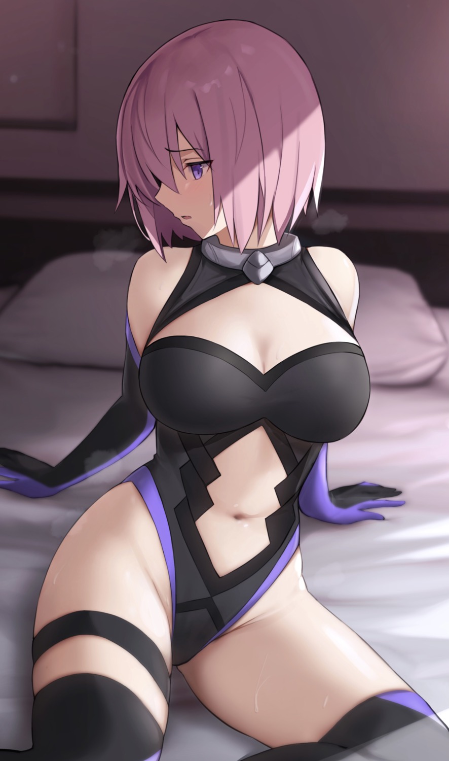 bee_doushi cleavage fate/grand_order garter leotard mash_kyrielight thighhighs