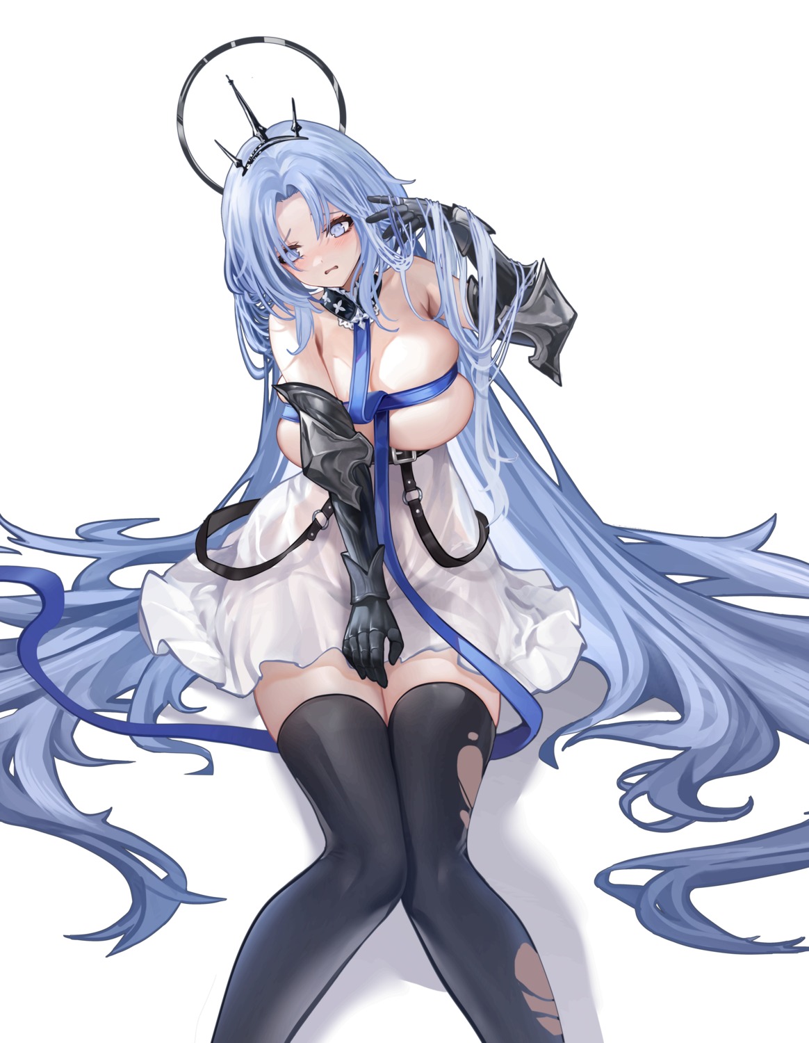 alsace_(azur_lane) armor azur_lane no_bra see_through thighhighs torn_clothes yoyoleaf