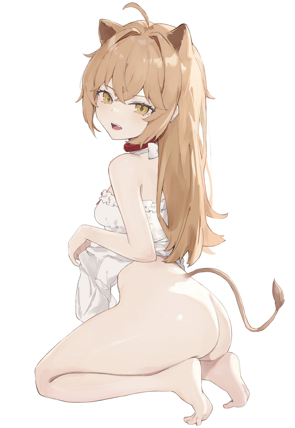 animal_ears ass dress feet indie_virtual_youtuber nihn nopan rurudo_lion skirt_lift tail