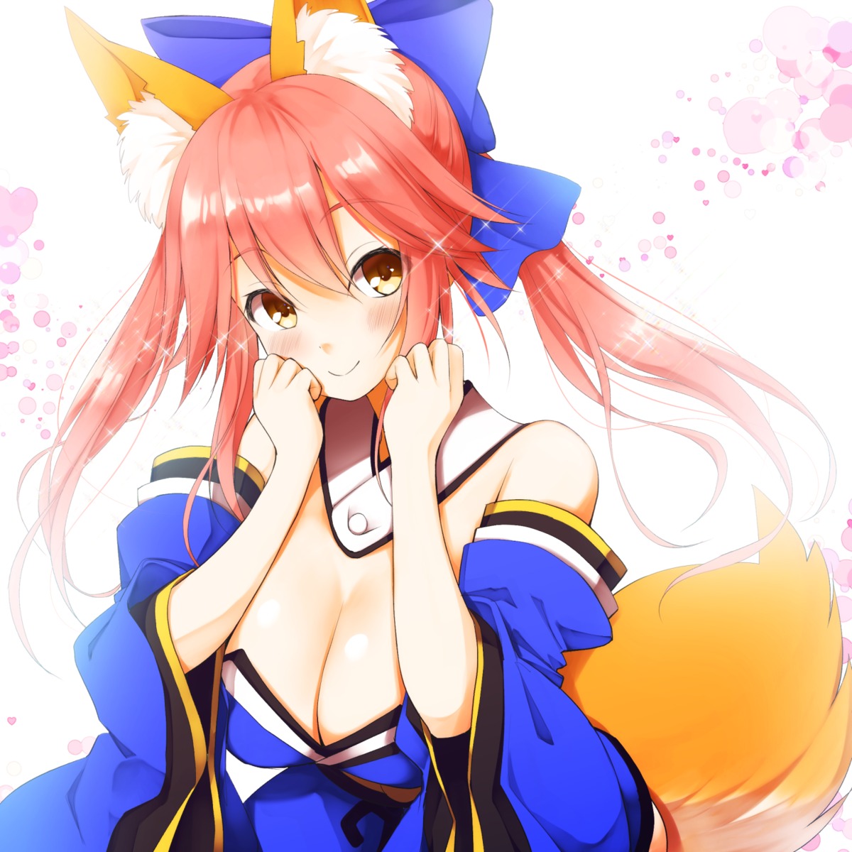 animal_ears fate/grand_order japanese_clothes kitsune kurikara no_bra tail tamamo_no_mae