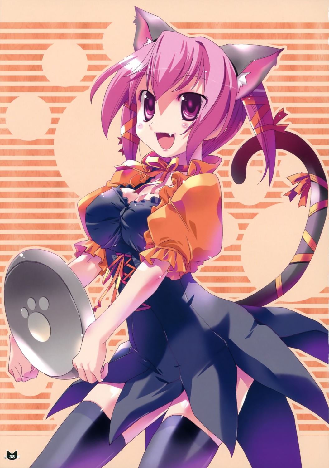 animal_ears imu_sanjo nekomimi tail thighhighs waitress