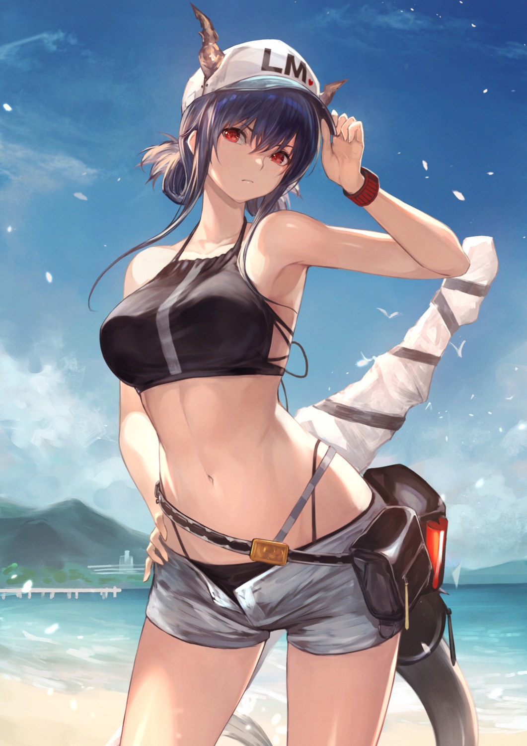 arknights bikini ch'en_(arknights) horns shirataki_jiro swimsuits tail