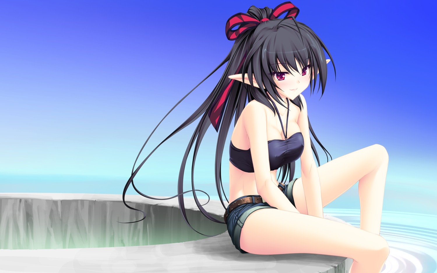 bikini_top elf fuu_(maikaze_no_melt) maikaze_no_melt pointy_ears swimsuits tenmaso wallpaper whirlpool