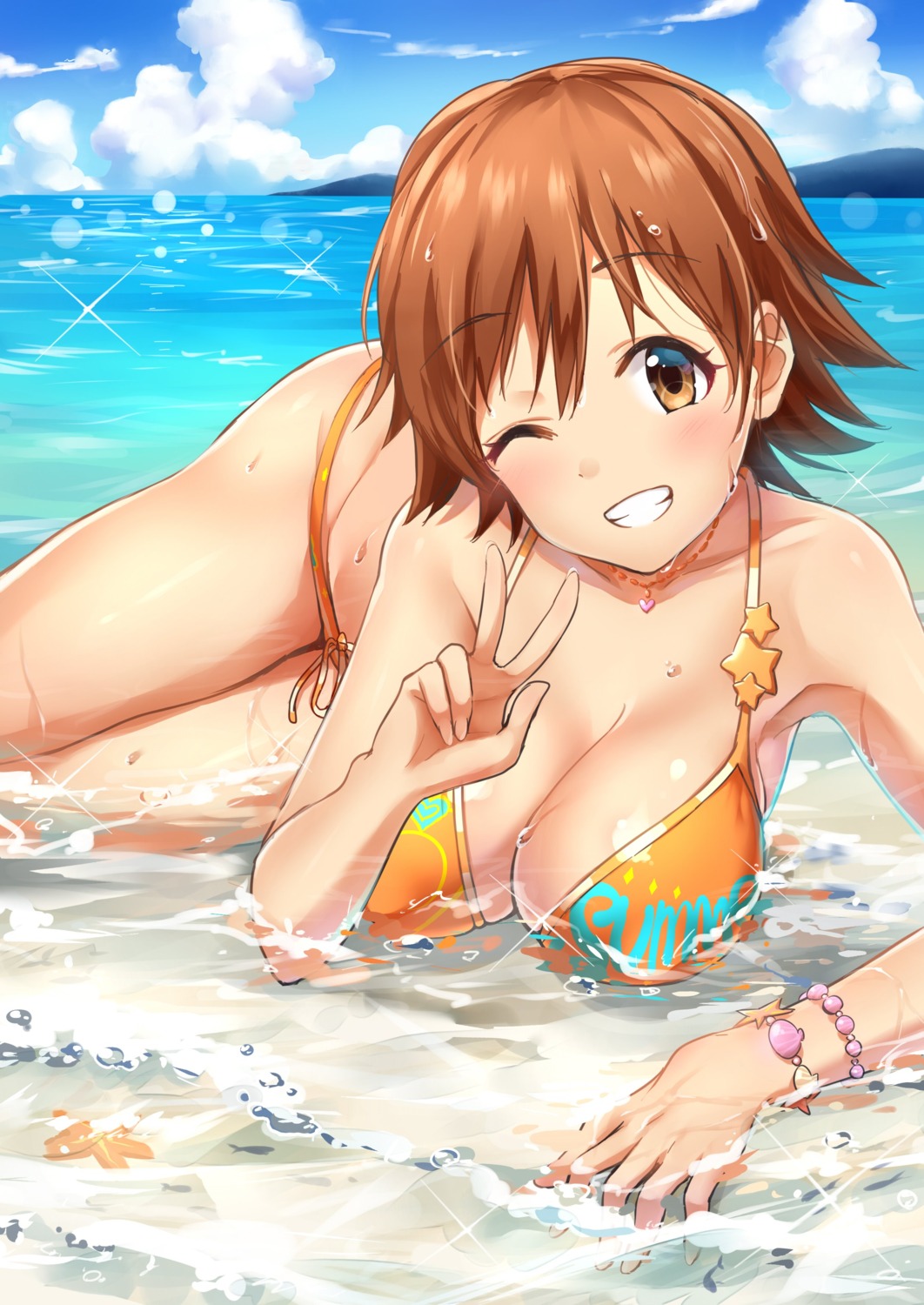 bikini cleavage honda_mio swimsuits takeya_y0615 the_idolm@ster the_idolm@ster_cinderella_girls wet