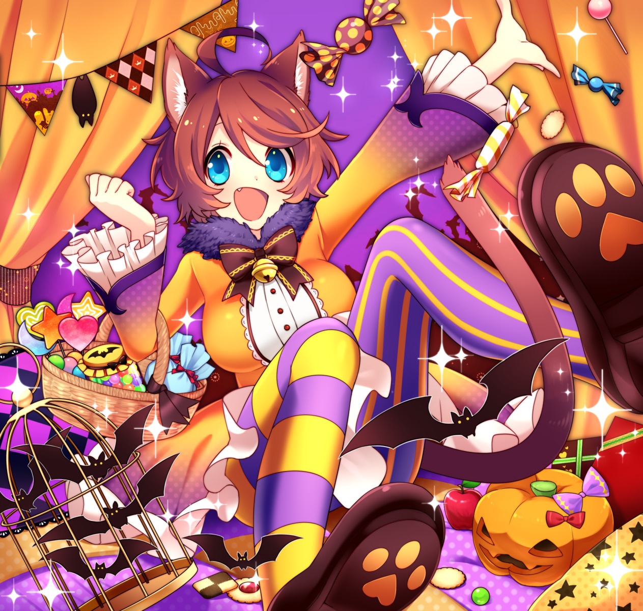 animal_ears dress halloween nekomimi pantyhose sakura_chiyo_(konachi000) tail