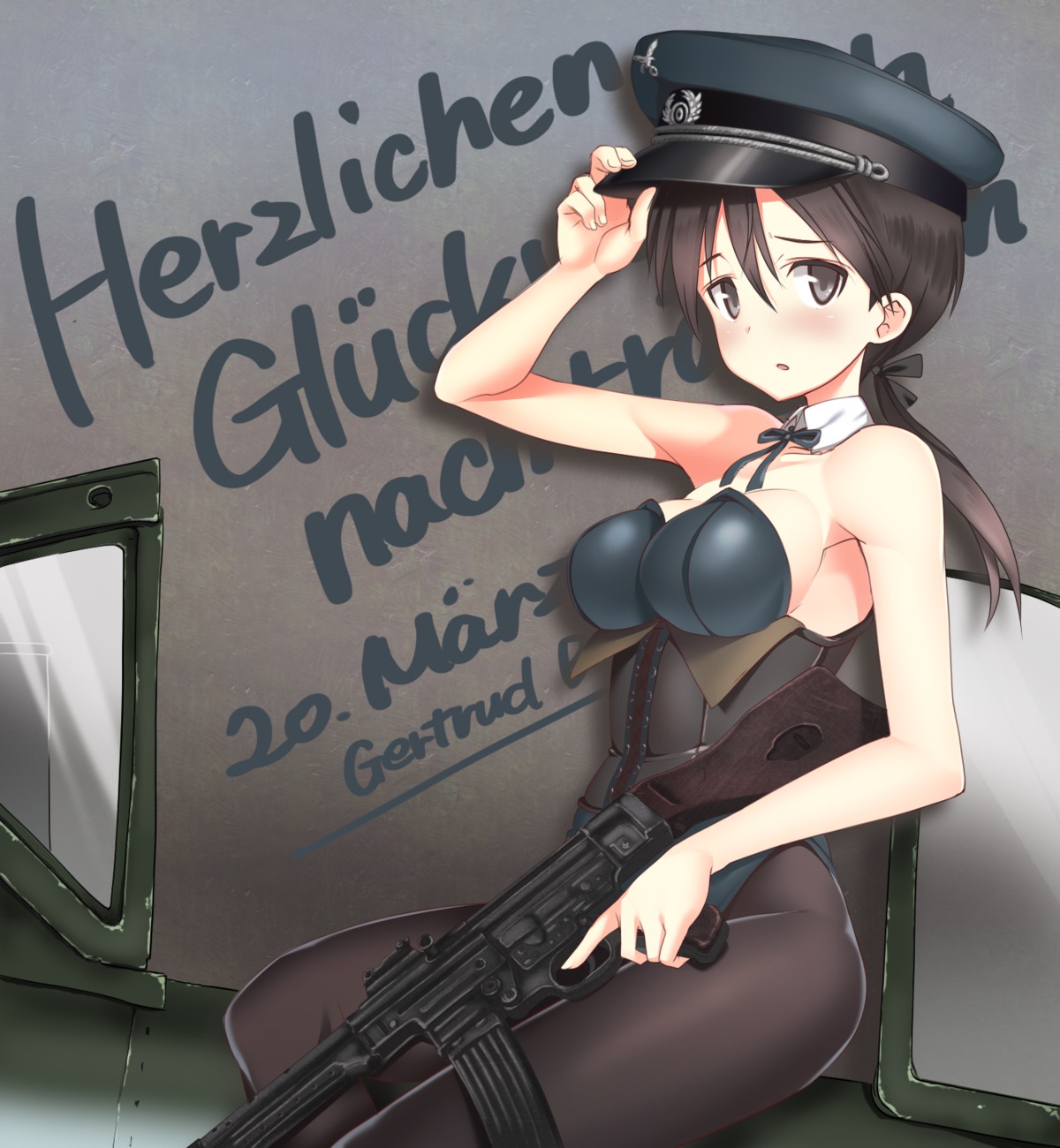 a9b_(louis814) gertrud_barkhorn gun leotard pantyhose strike_witches