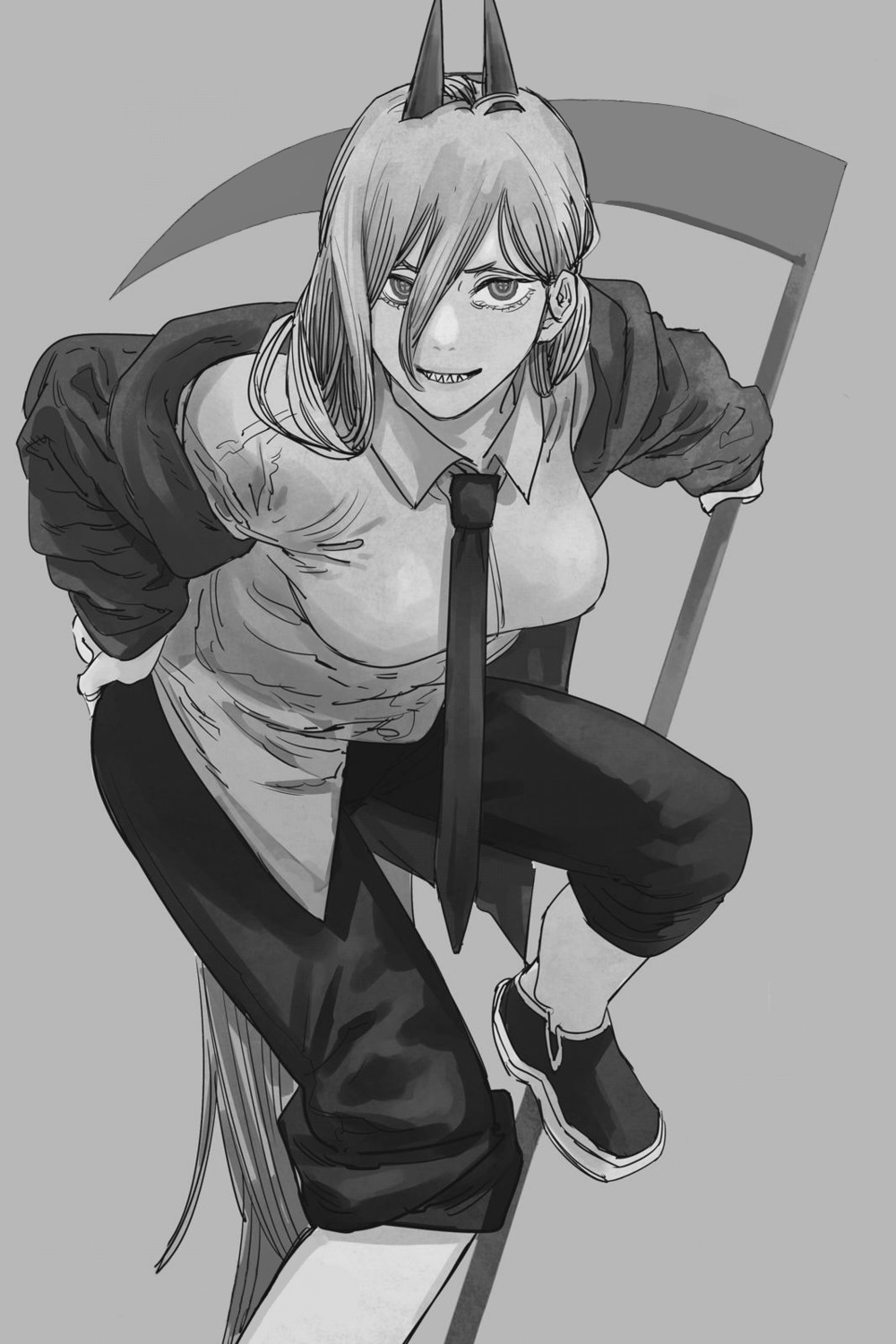 business_suit chainsaw_man horns monochrome power_(chainsaw_man) sketch tagme weapon