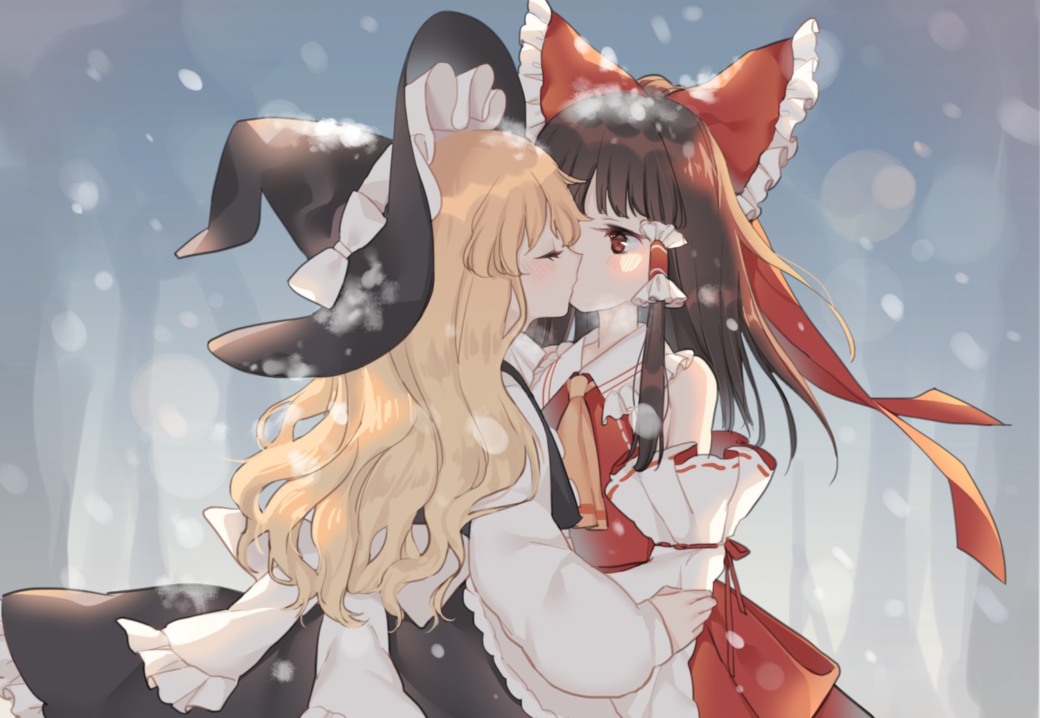 hajin hakurei_reimu kirisame_marisa touhou witch yuri