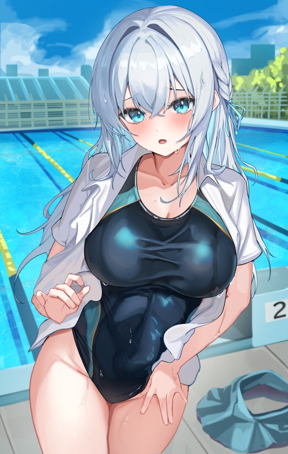 dress_shirt hitachi_sou swimsuits wet