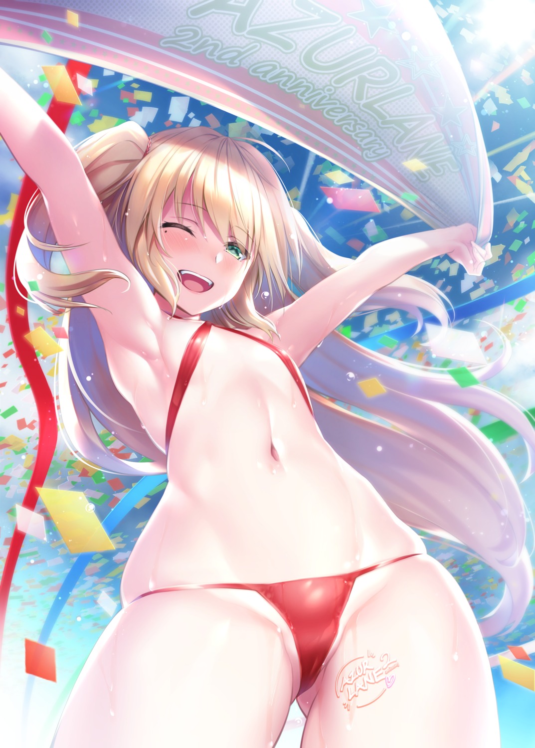 admiral_hipper_(azur_lane) azur_lane bikini cameltoe ken_ill swimsuits tattoo wet