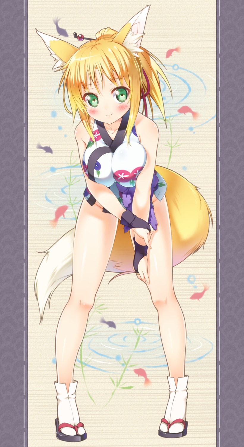 animal_ears dog_days kazuma_(kazumav) kitsune nopan tail yukikaze_panettone