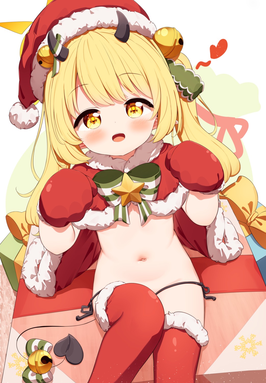 blue_archive christmas devil halo horns loli naked_cape pantsu pointy_ears string_panties tail tanga_ibuki thighhighs tokenbox