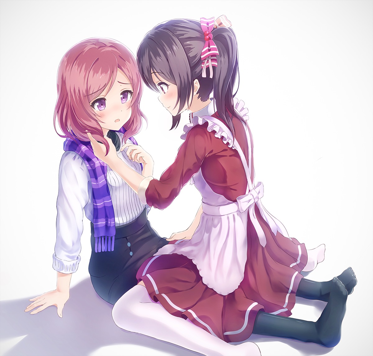 alc love_live! love_live!_(series) maid nishikino_maki thighhighs yazawa_nico