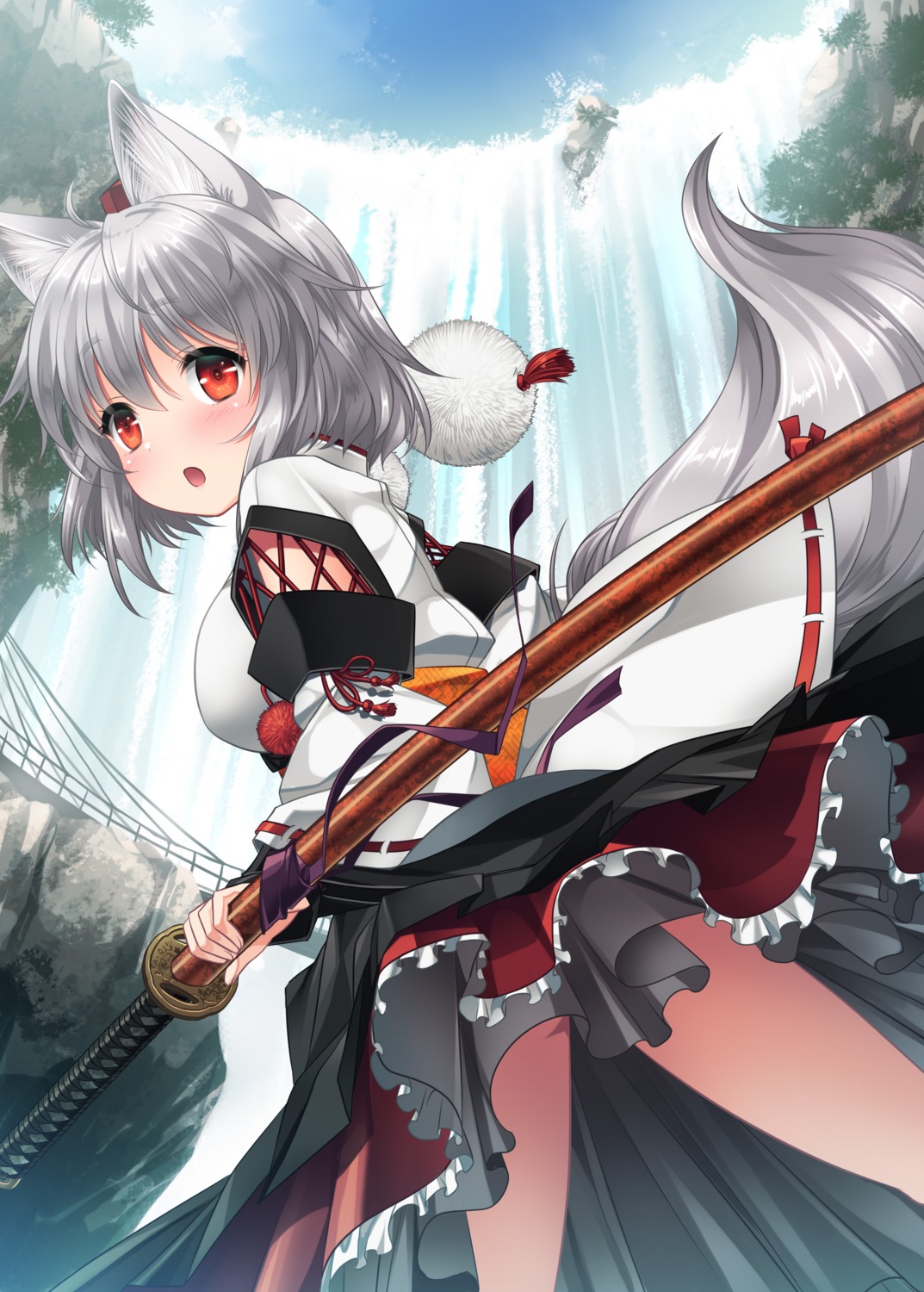 animal_ears inubashiri_momiji kei_kei sword tail touhou