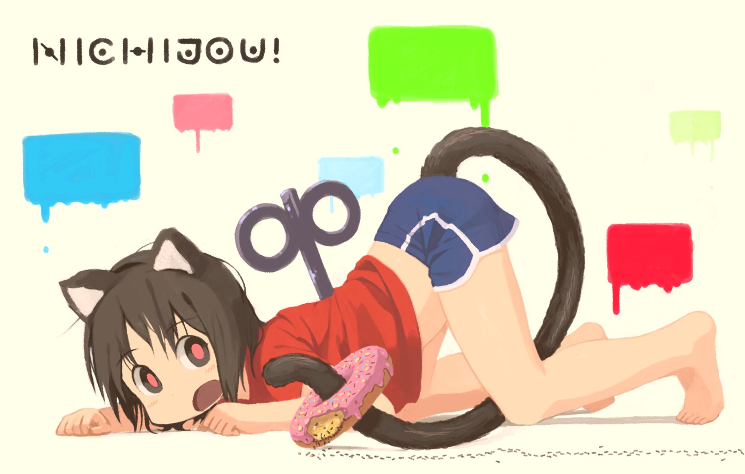 animal_ears nekomimi nichijou nishimura_(prism_engine) shinonome_nano tail