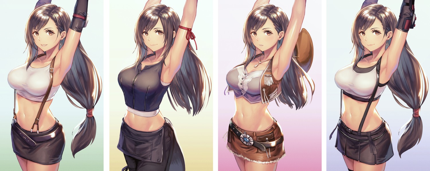 anbe_yoshirou cleavage final_fantasy final_fantasy_vii tifa_lockhart