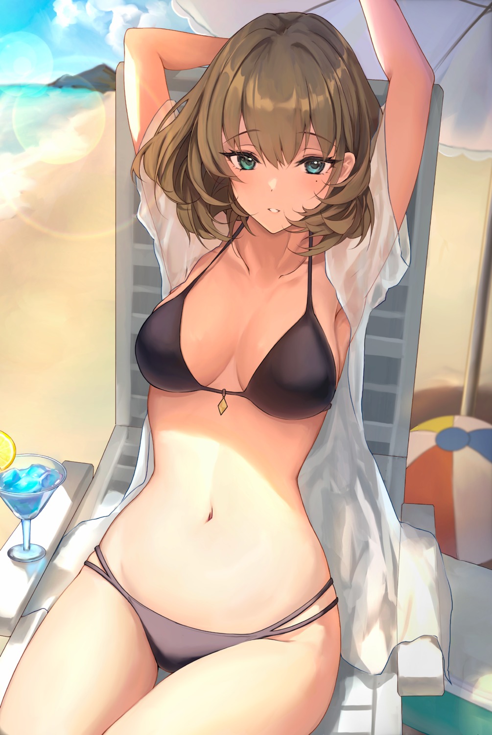 bikini heterochromia nyome991 see_through swimsuits takagaki_kaede the_idolm@ster the_idolm@ster_cinderella_girls