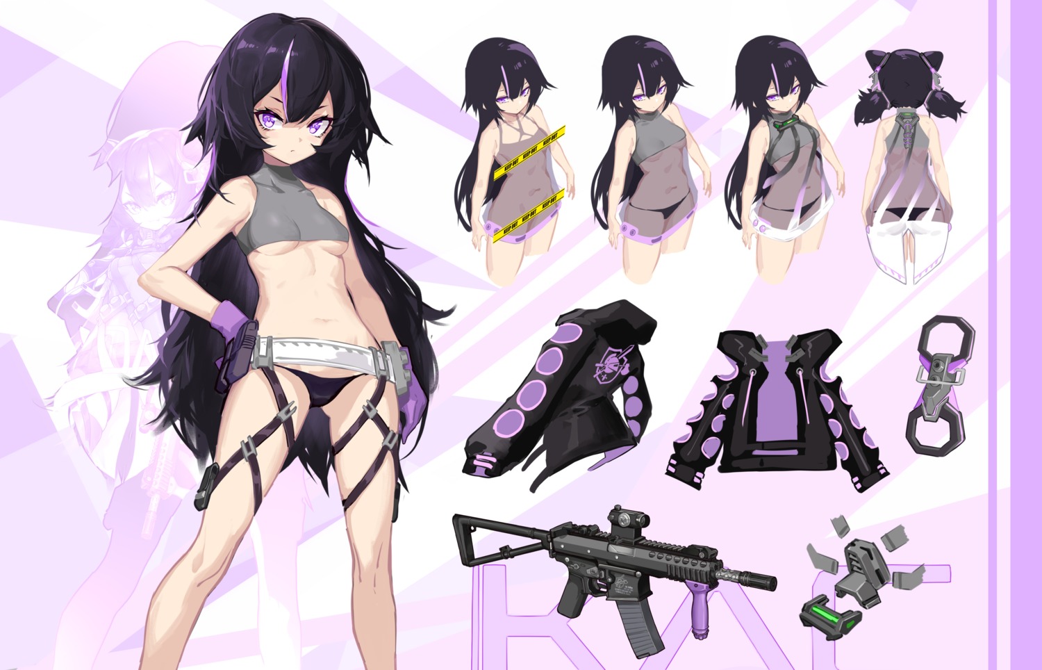 ass censored character_design girls_frontline gun kac-pdw_(girls_frontline) no_bra nopan pantsu see_through shanyao_jiang_tororo underboob