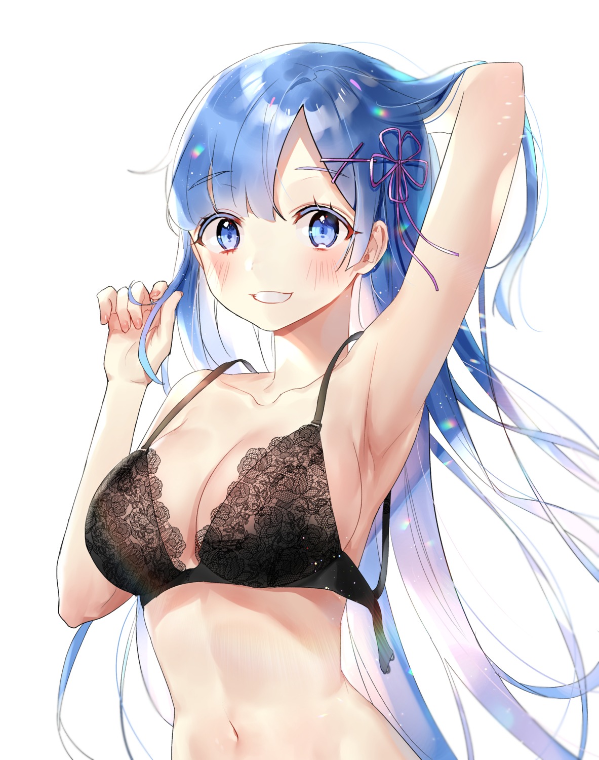 bra cleavage puckjjick_(belbesi19) re_zero_kara_hajimeru_isekai_seikatsu rem_(re_zero) see_through