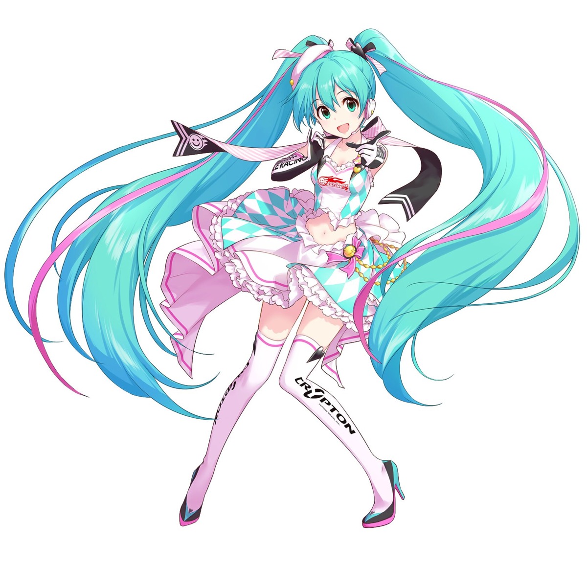 annin douhu vocaloid hatsune miku racing miku cleavage heels skirt lift ...