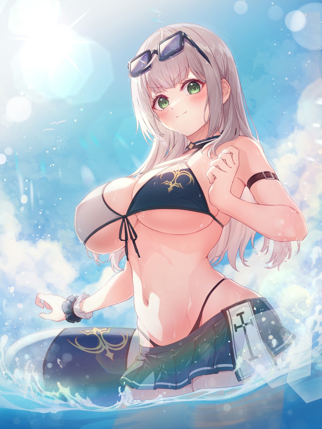 bikini erect_nipples hololive megane shirogane_noel swimsuits tangdu wet