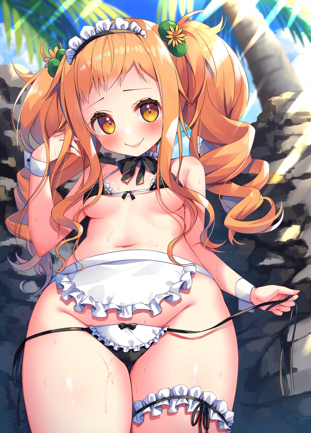 asa_no_ha bikini garter maid panty_pull swimsuits undressing