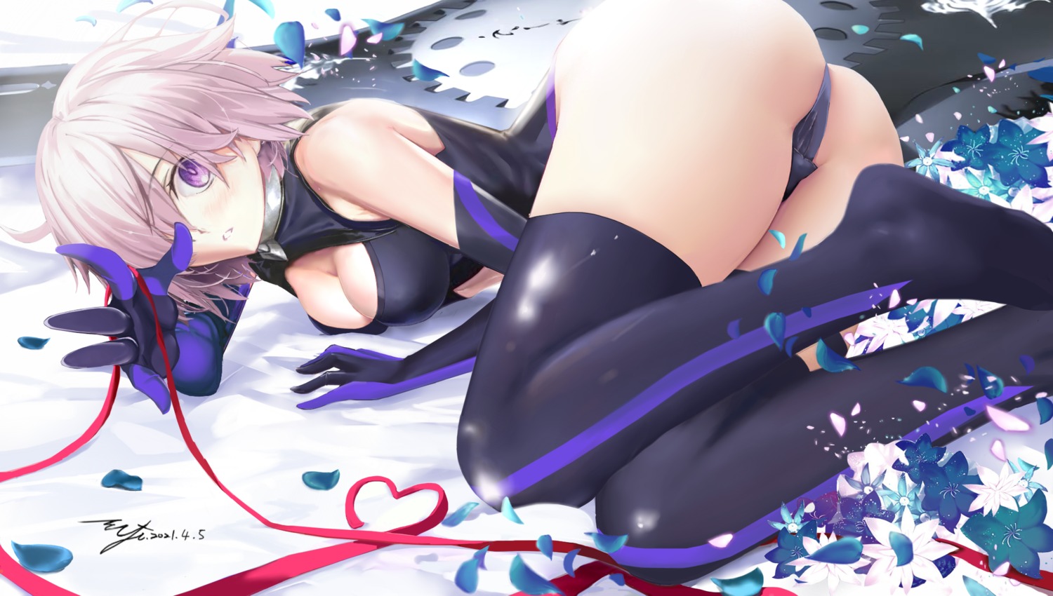 fate/grand_order feet leotard mash_kyrielight no_bra tagme thighhighs