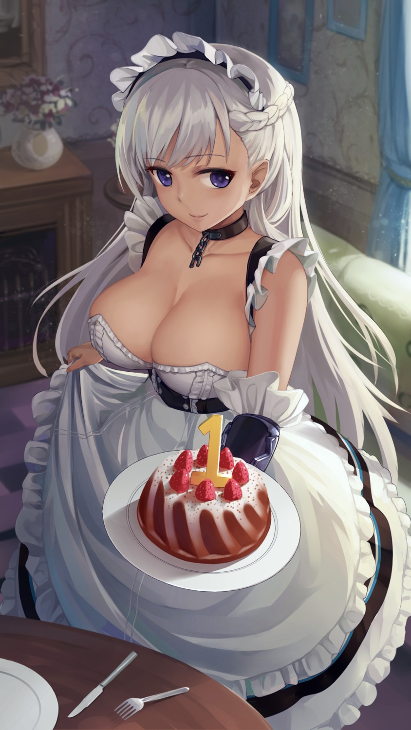 azur_lane belfast_(azur_lane) cleavage maid xiaoyin_li