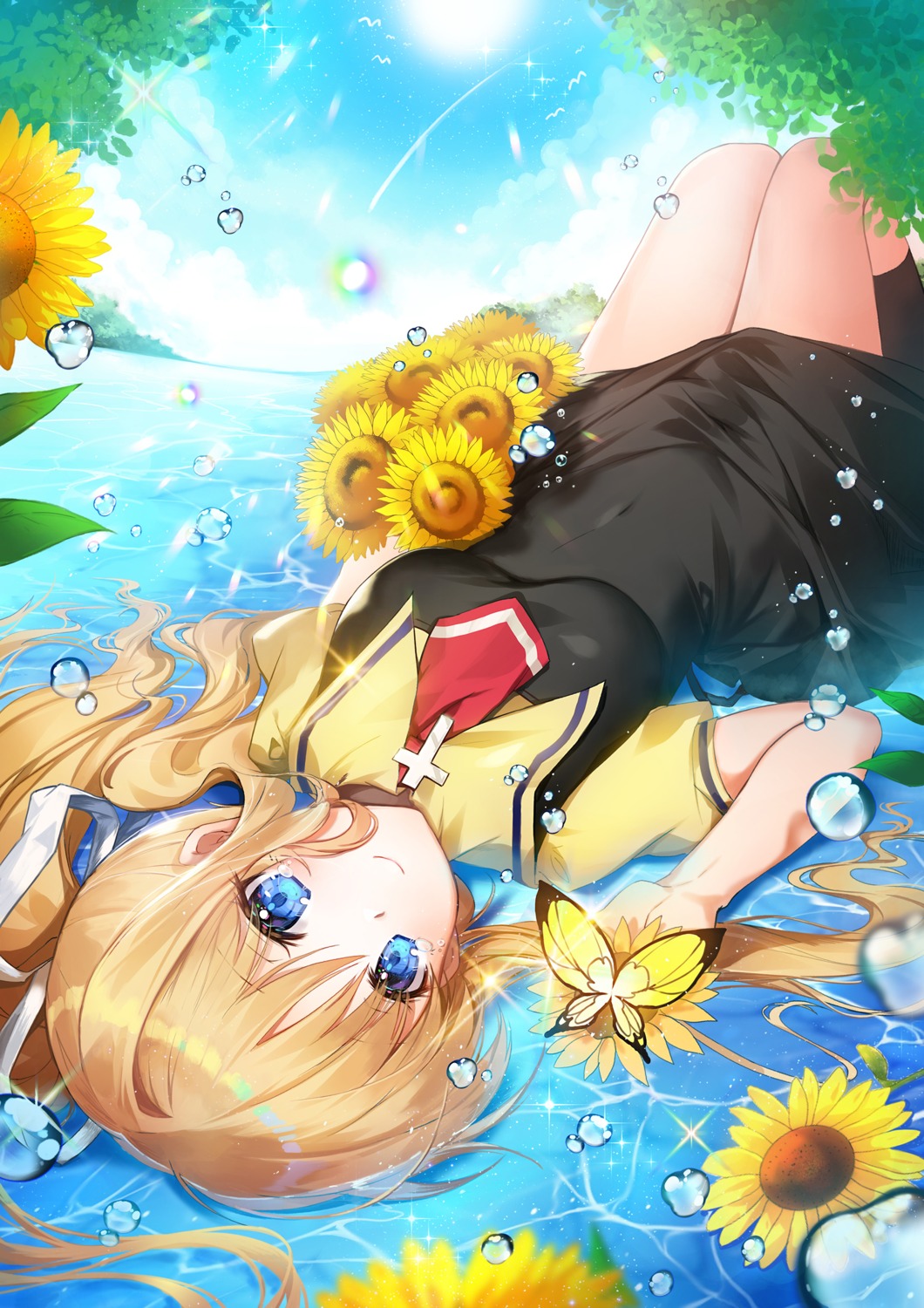 air apple_caramel kamio_misuzu seifuku skirt_lift wet