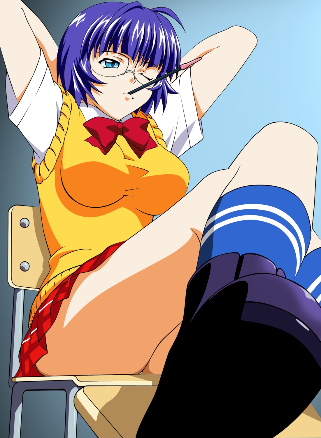 ikkitousen ikkitousen~dragon_destiny~ megane miyazawa_tsutomu ryomou_shimei seifuku vector_trace