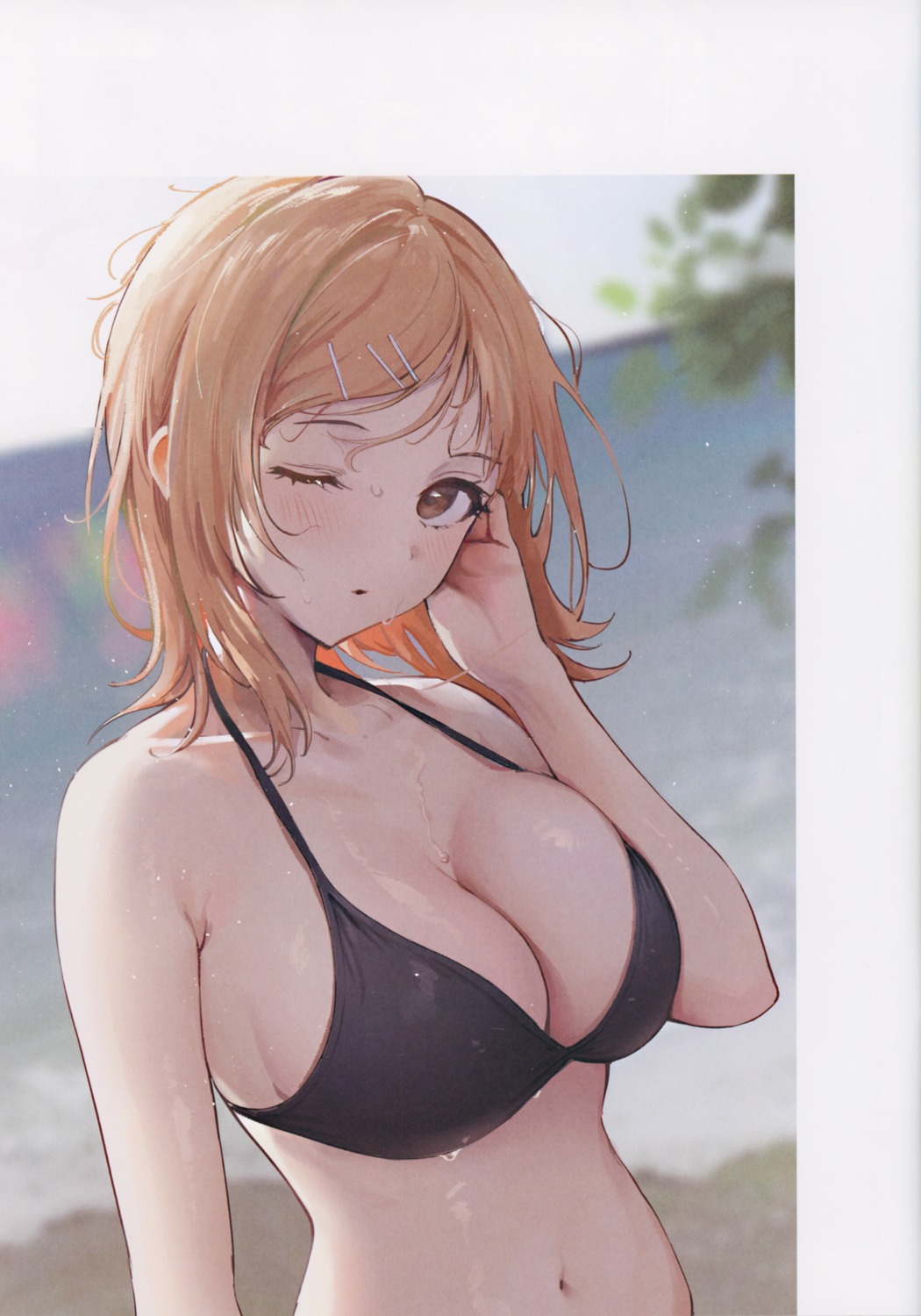 ameyame cleavage sakuragi_mano swimsuits the_idolm@ster the_idolm@ster_shiny_colors