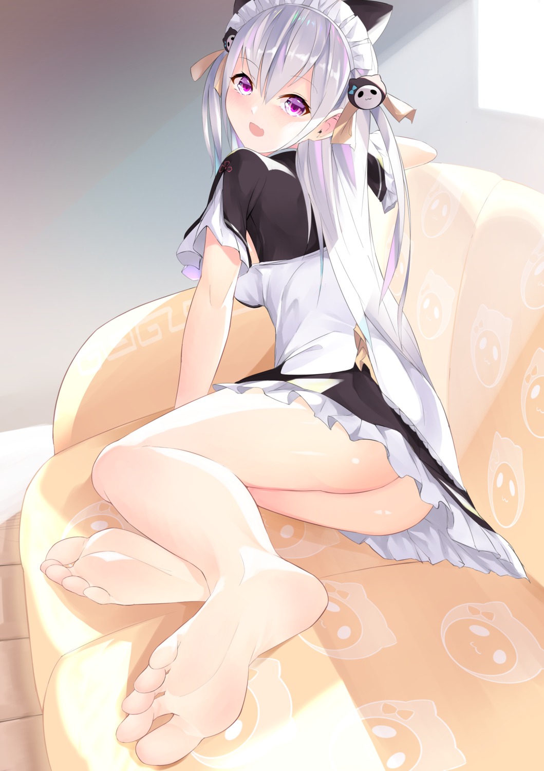 animal_ears ass feet hourei_tenten indie_virtual_youtuber ju_yorimoto_(ranten_yume) maid nekomimi nopan skirt_lift