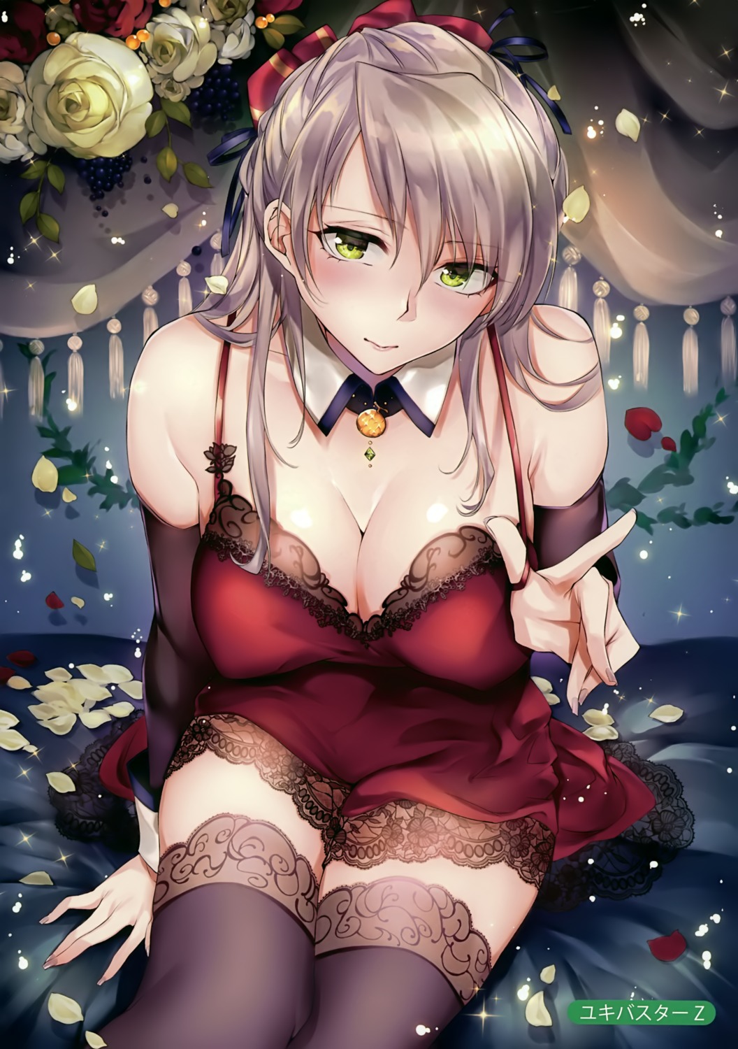 cleavage dress erect_nipples thighhighs yukibuster