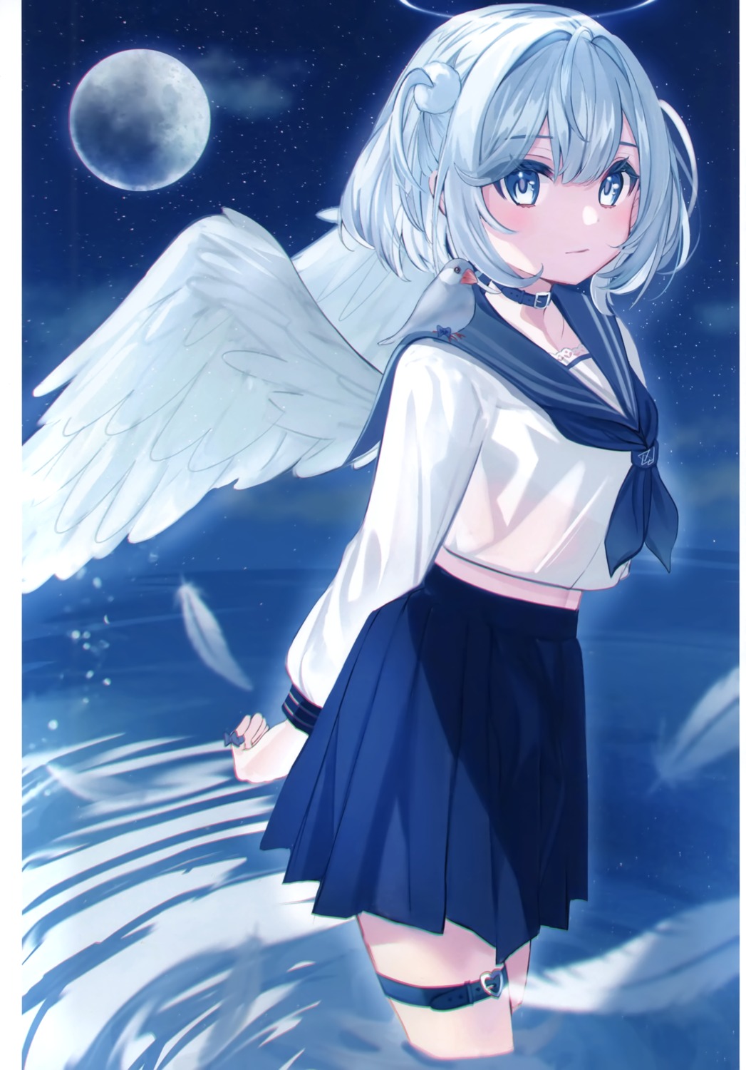 angel garter haruhiruri see_through seifuku torikago_step wet wings