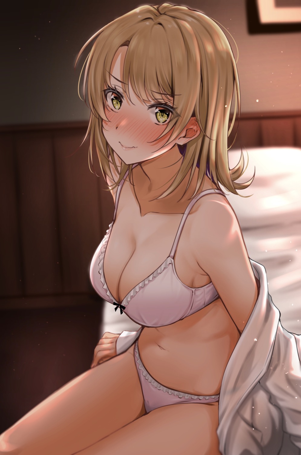 bra cameltoe dress_shirt isshiki_iroha nakamachi_machi open_shirt pantsu yahari_ore_no_seishun_lovecome_wa_machigatteiru.