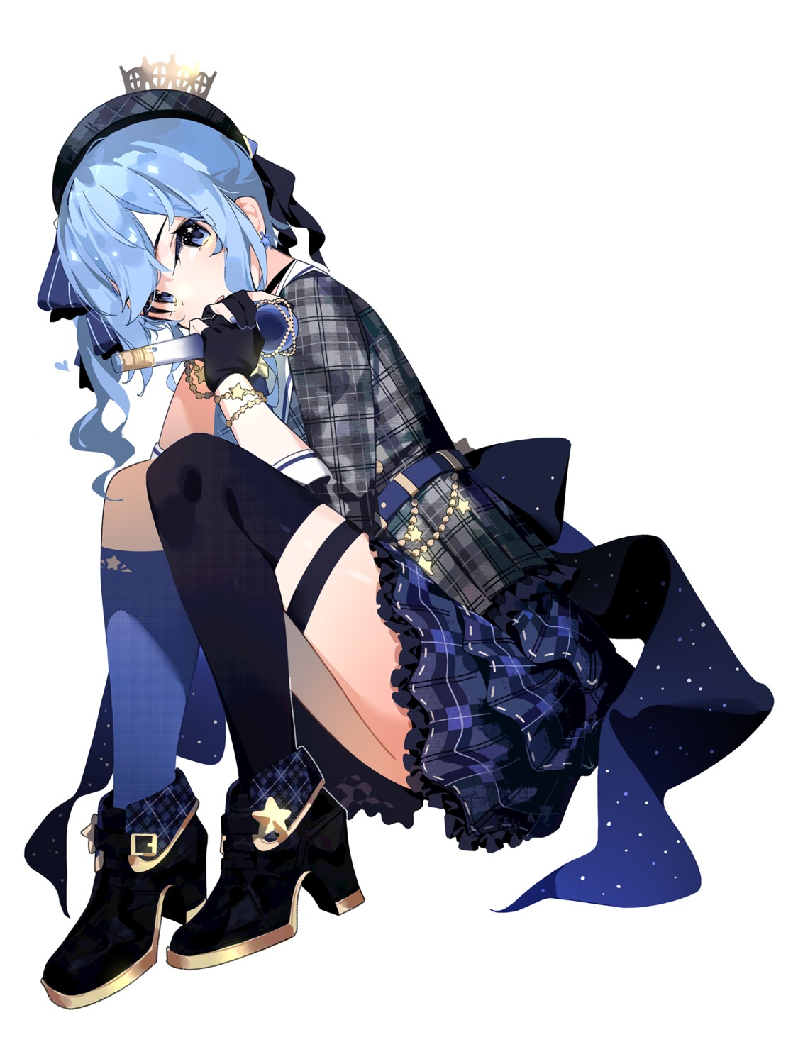 garter heels hololive hoshimachi_suisei mania_(fd6060_60) skirt_lift thighhighs