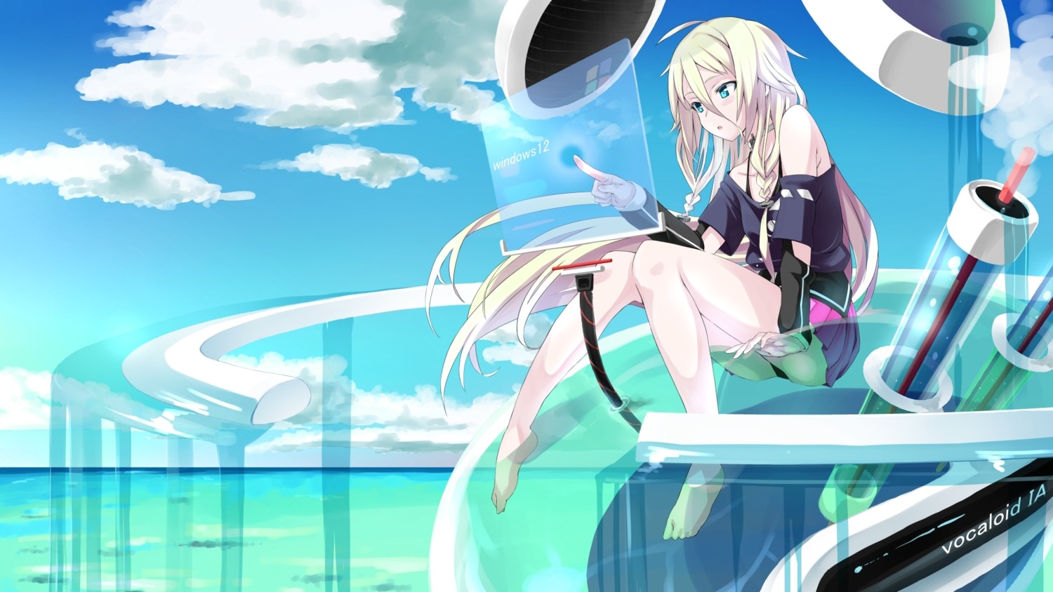 bikini_top ia_(vocaloid) landscape pantsu rakupi swimsuits vocaloid wallpaper