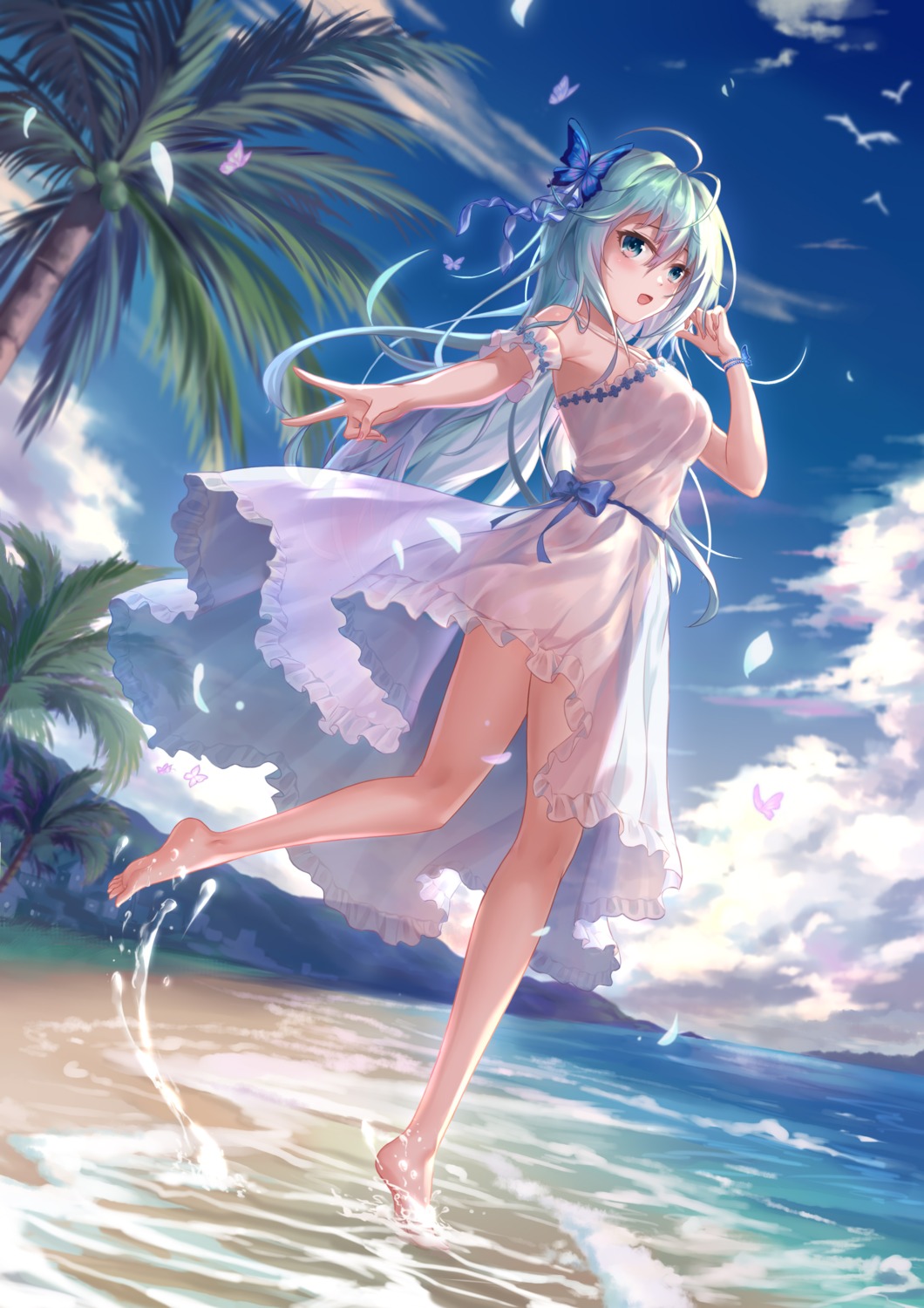 dress see_through skirt_lift summer_dress wet yelan_xing_xuan