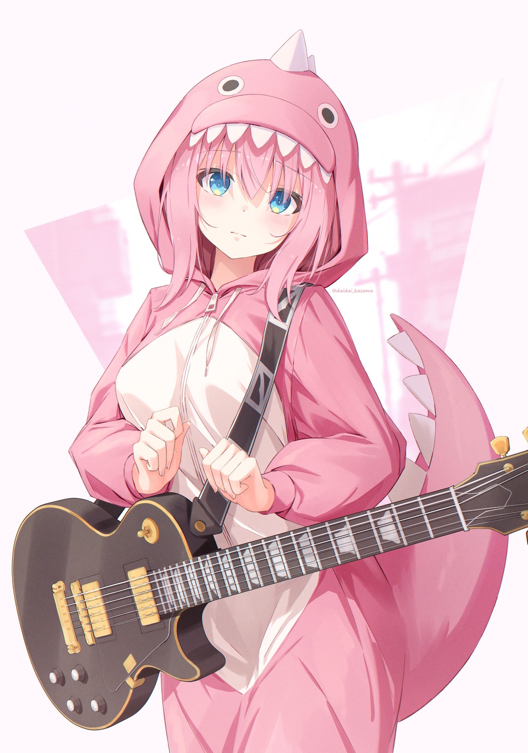 bocchi_the_rock! daidai_(daidai826) gotou_hitori guitar pajama tail