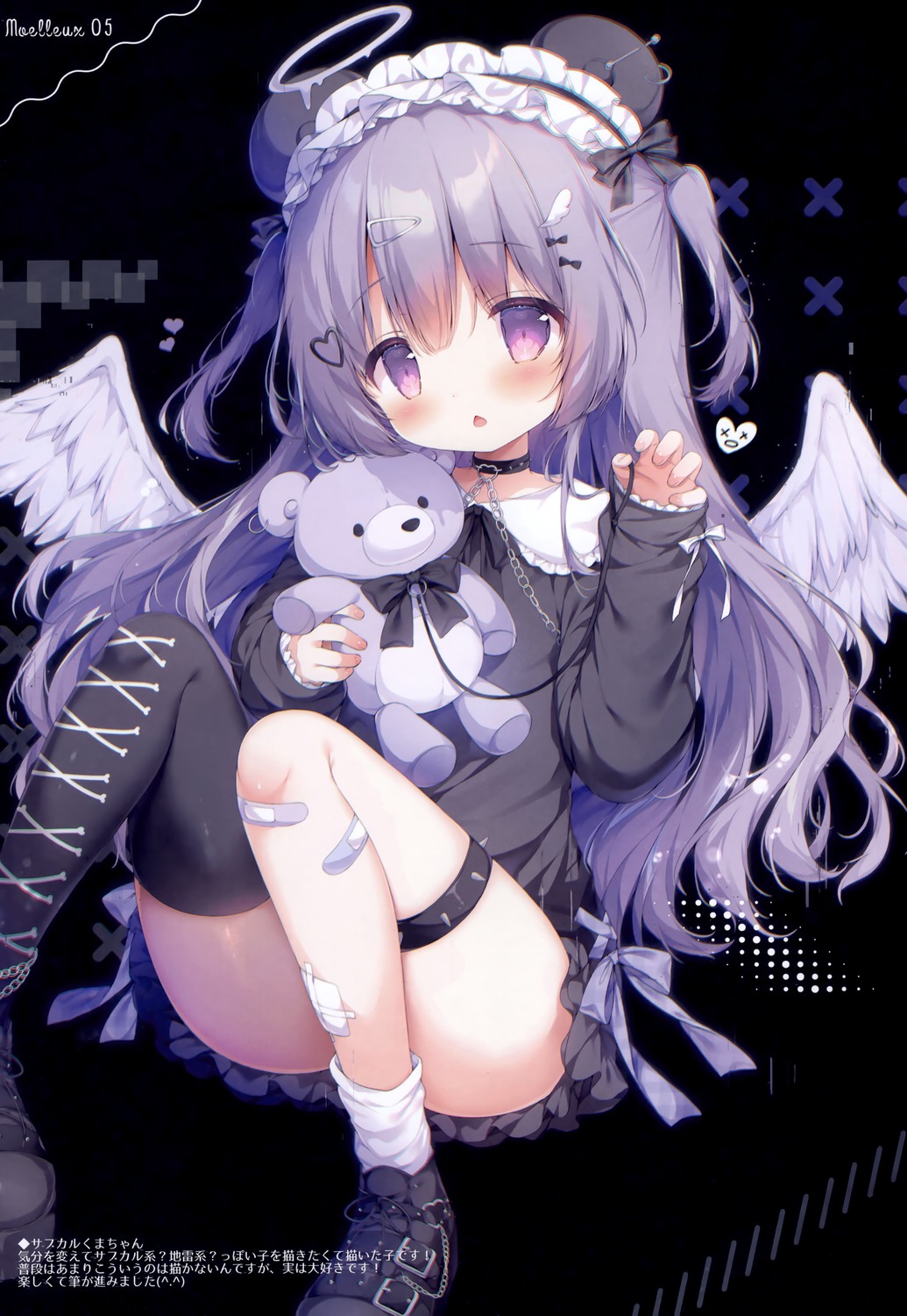 angel animal_ears bandaid dress garter gothic_lolita inumimi lolita_fashion mochi_peach momozu_komamochi thighhighs wings